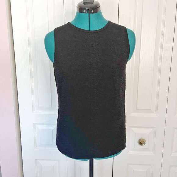 Vince Black Sleeveless Lightweight Textured Fully Lined Career Casual Blouse - Picture 2 of 9